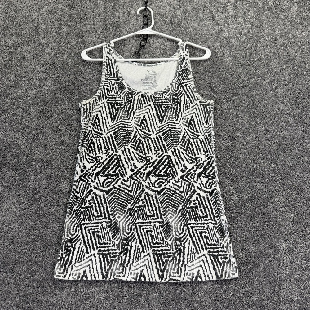 Faded Glory Tank Top Womens 2XL Black Geometric Scoop Neck Stretch Summer Casual